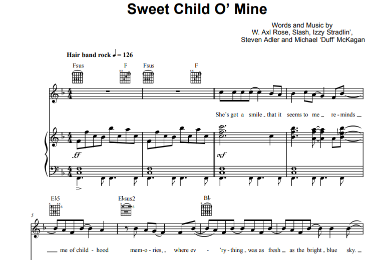 Guns N’ Roses-Sweet Child O’ Mine Free Sheet Music PDF for Piano 7 Guns N’ Roses-Sweet Child O’ Mine Free Sheet Music PDF for Piano