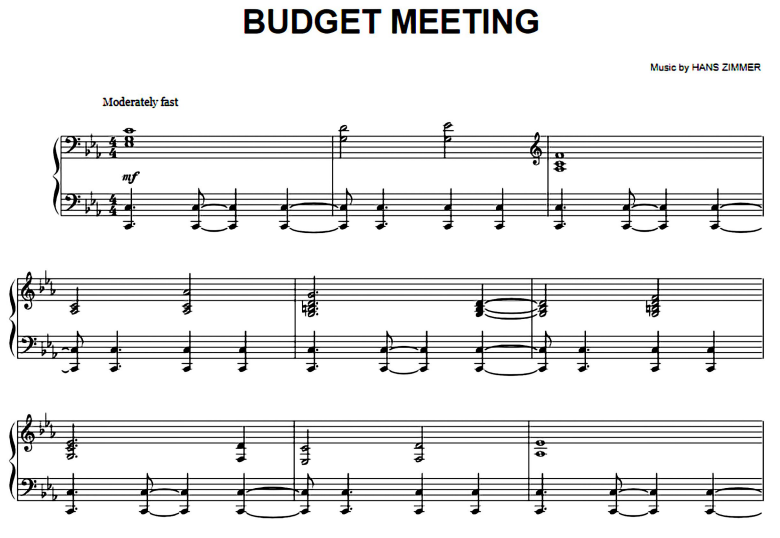 Hans Zimmer-Budget Meeting Free Sheet Music PDF for Piano