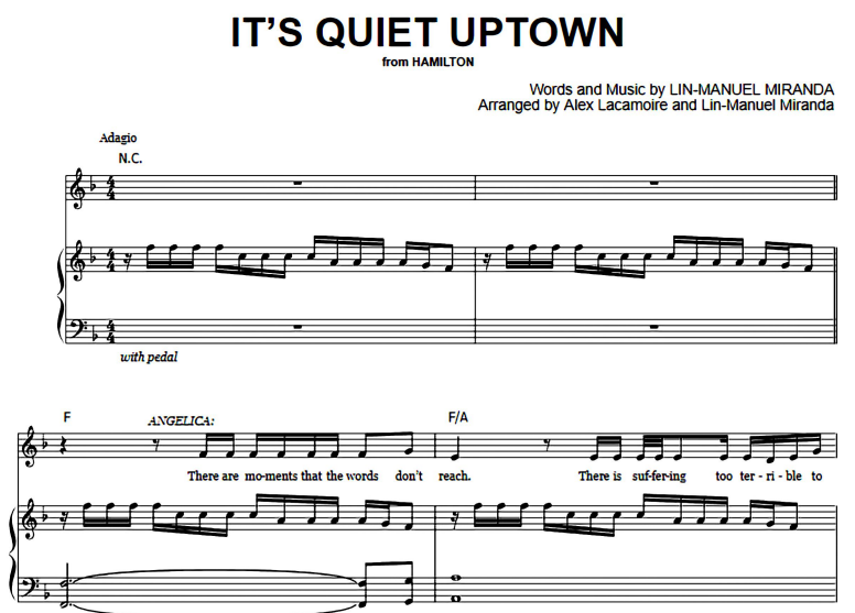 Hamilton-It’s Quiet Uptown Free Sheet Music PDF for Piano