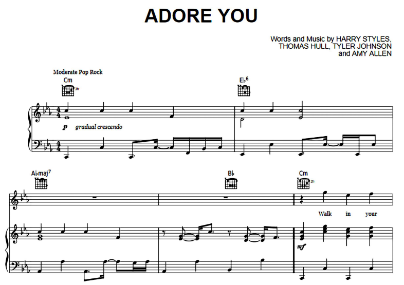Frugal literalmente Descuidado Harry Styles-Adore You Free Sheet Music PDF for Piano | The Piano Notes