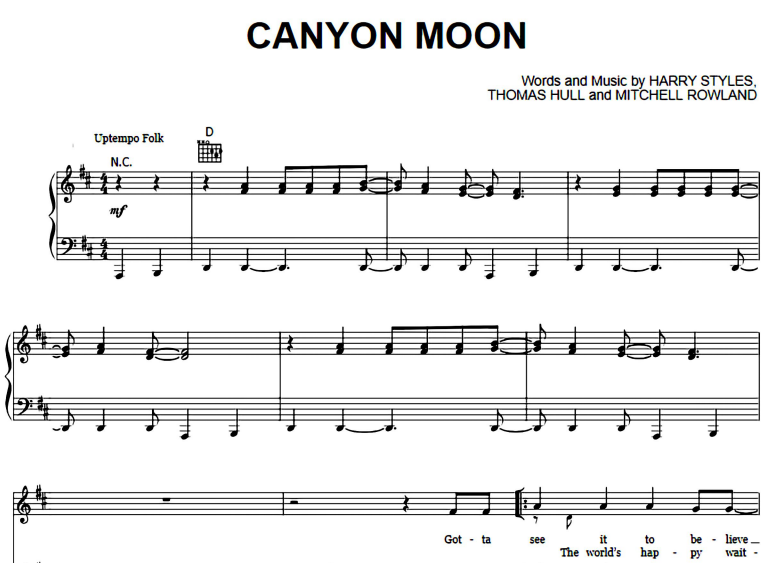 Harry Styles-Canyon Moon Free Sheet Music PDF for Piano