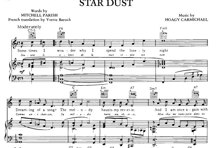 preámbulo interferencia Porra Hoagy Carmichael-Stardust Free Sheet Music PDF for Piano | The Piano Notes