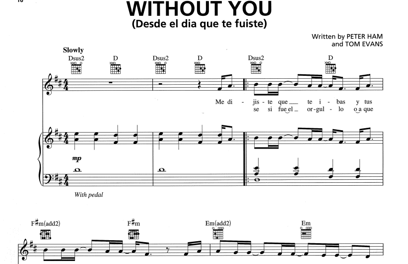 Il Divo-Without You Free Sheet Music PDF for Piano