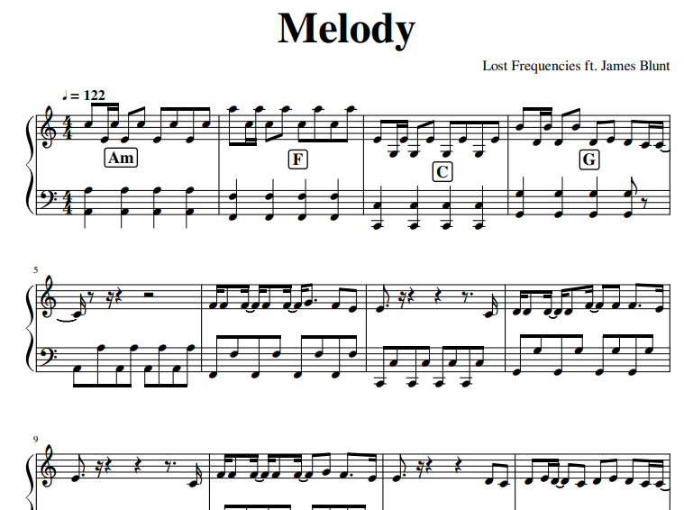 James Blunt-Melody Free Sheet Music PDF for Piano 1 James Blunt-Melody Free Sheet Music PDF for Piano
