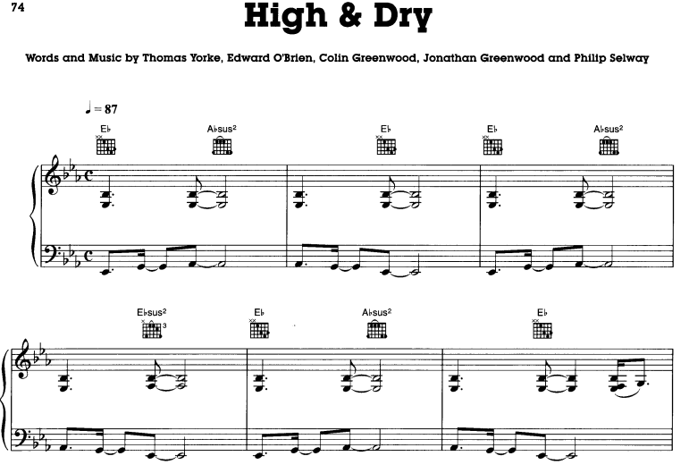 Jamie Cullum-High and Dry Free Sheet Music PDF for Piano