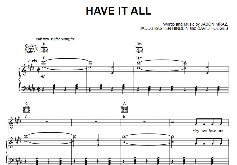Jason Mraz-Have It All Free Sheet Music PDF for Piano 7 Jason Mraz-Have It All Free Sheet Music PDF for Piano