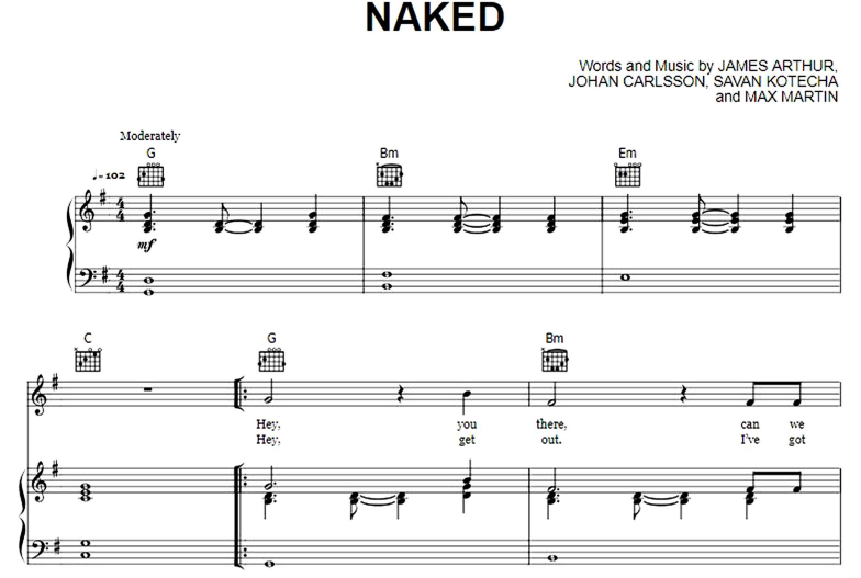 James Arthur-Naked Free Sheet Music PDF for Piano 1 James Arthur-Naked Free Sheet Music PDF for Piano