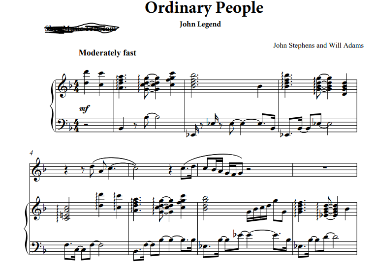 John Legend-Ordinary People Free Sheet Music PDF for Piano 1 John Legend-Ordinary People Free Sheet Music PDF for Piano