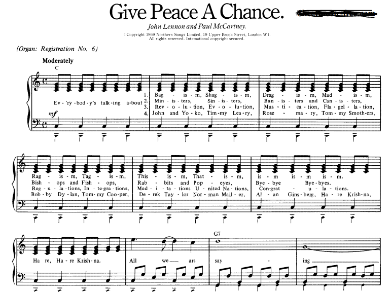 John Lennon-Give Peace A Chance Free Sheet Music PDF for Piano