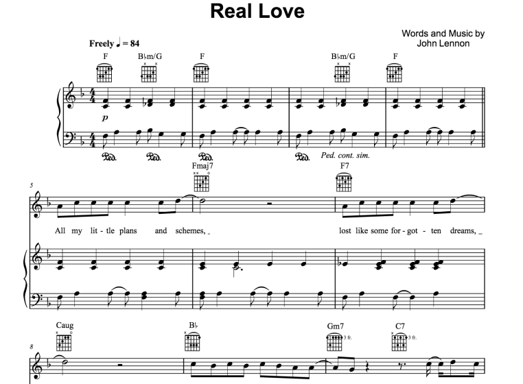 John Lennon-Real Love Free Sheet Music PDF for Piano