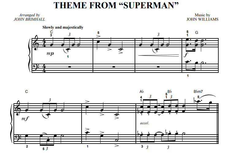 John Williams-Theme From Superman Free Sheet Music PDF for Piano 1 John Williams-Theme From Superman Free Sheet Music PDF for Piano
