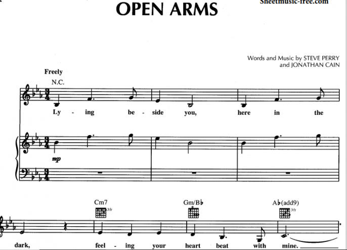 Arms Example Program Notes Music Journey-Open Arms Free Sheet Music PDF for Piano | The Piano Notes