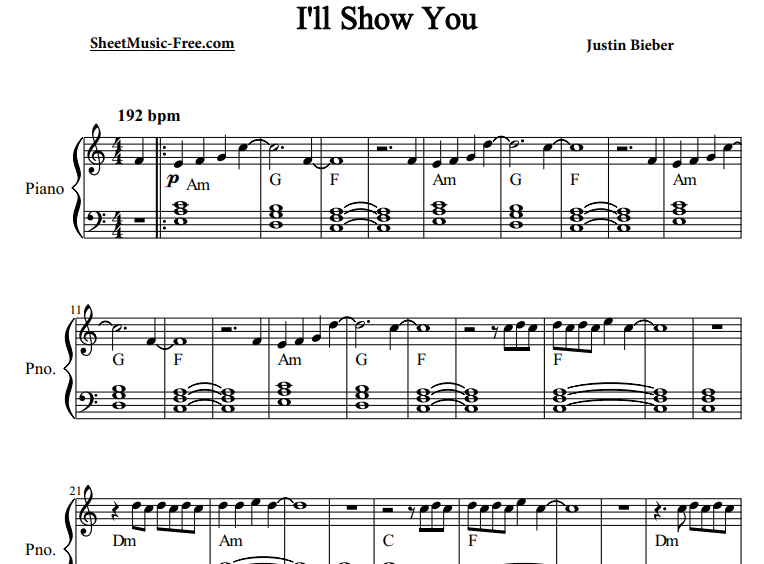 Justin Bieber-I’ll Show You Free Sheet Music PDF for Piano 1 Justin Bieber-I’ll Show You Free Sheet Music PDF for Piano