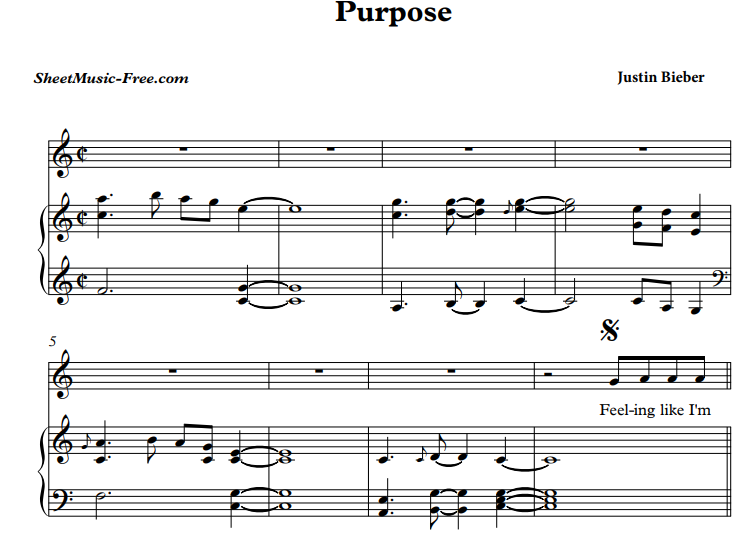 Justin Bieber-Purpose Free Sheet Music PDF for Piano