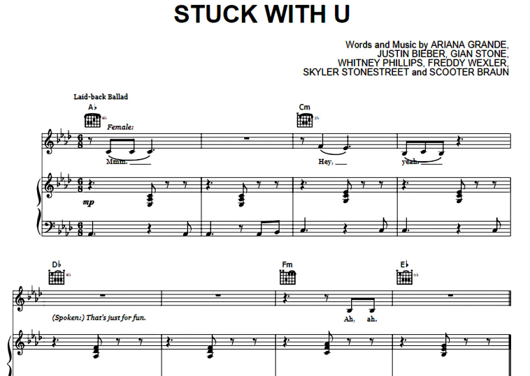Justin Bieber-Stuck with U Free Sheet Music PDF for Piano 7 Justin Bieber-Stuck with U Free Sheet Music PDF for Piano