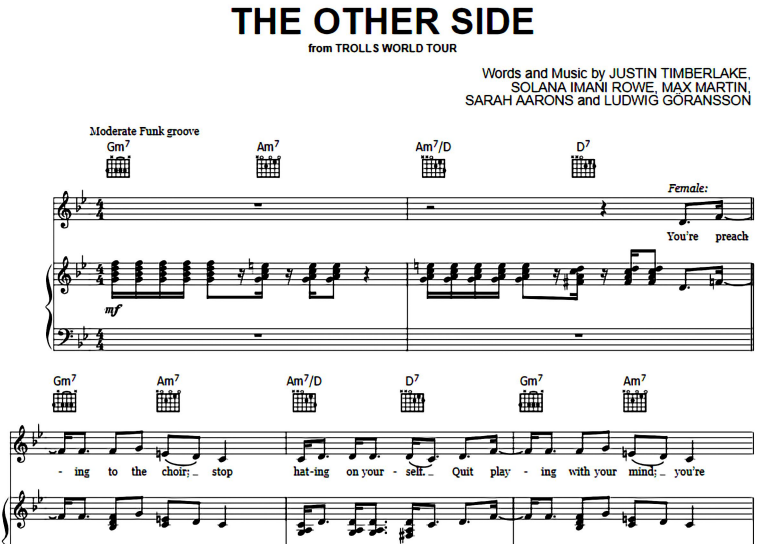 Justin Timberlake-The Other Side Free Sheet Music PDF for Piano