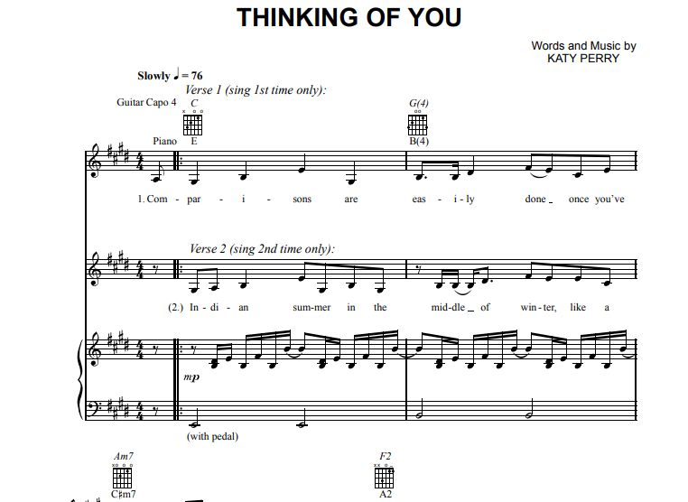 Katy Perry-Thinking Of You Free Sheet Music PDF for Piano 7 Katy Perry-Thinking Of You Free Sheet Music PDF for Piano