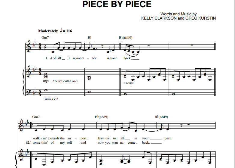 Kelly Clarkson-Piece by Piece Free Sheet Music PDF for Piano