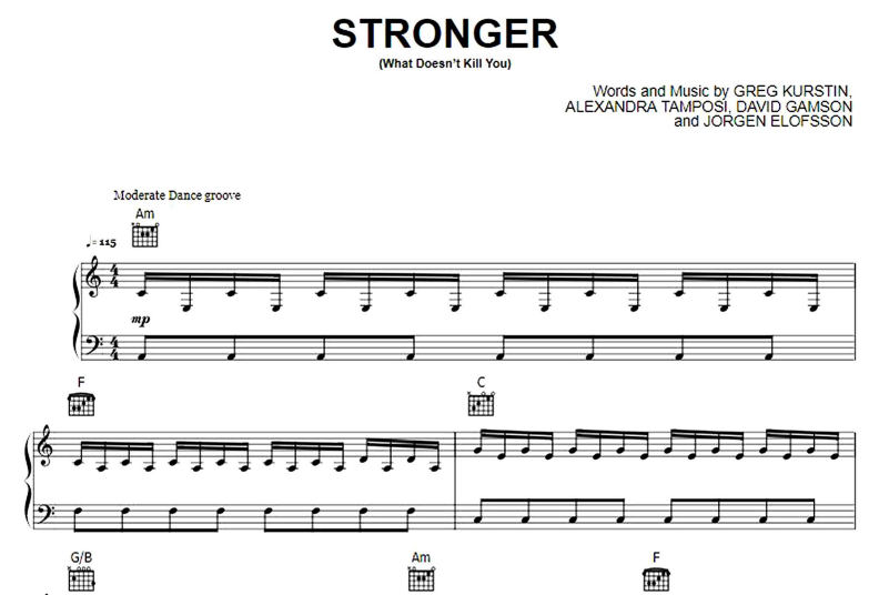 Kelly Clarkson-Stronger Free Sheet Music PDF for Piano 1 Kelly Clarkson-Stronger Free Sheet Music PDF for Piano
