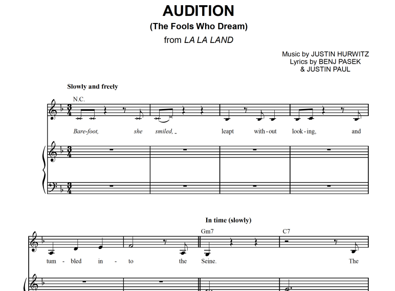 La La Land-Audition Free Sheet Music PDF for Piano 1 La La Land-Audition Free Sheet Music PDF for Piano