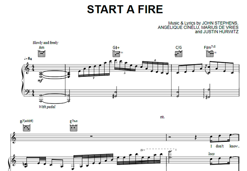 La La Land-Start A Fire Free Sheet Music PDF for Piano