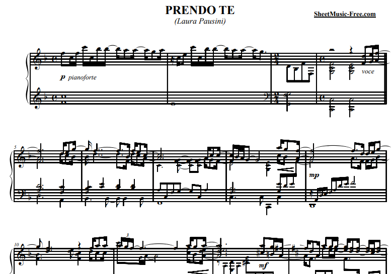 Laura Pausini-Prendo Te Free Sheet Music PDF for Piano