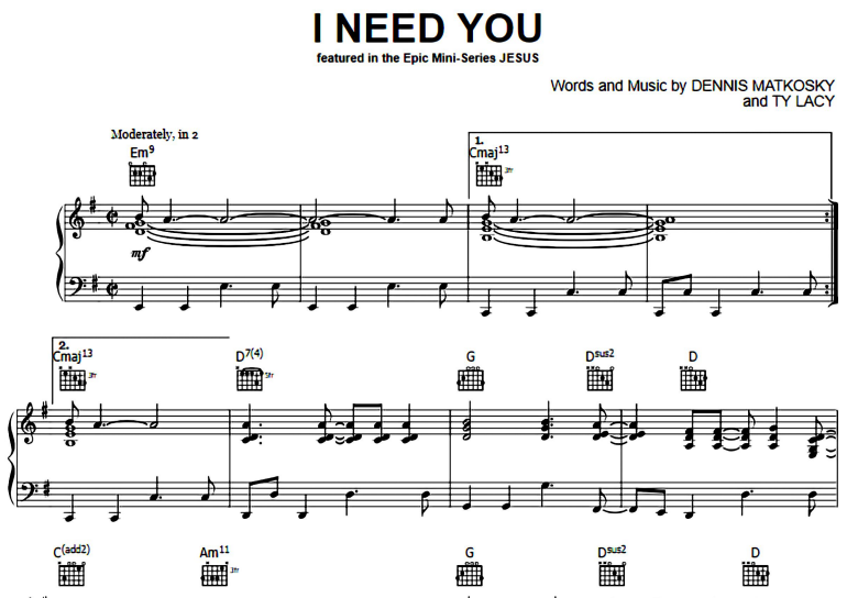Leann Rimes-I Need You Free Sheet Music PDF for Piano