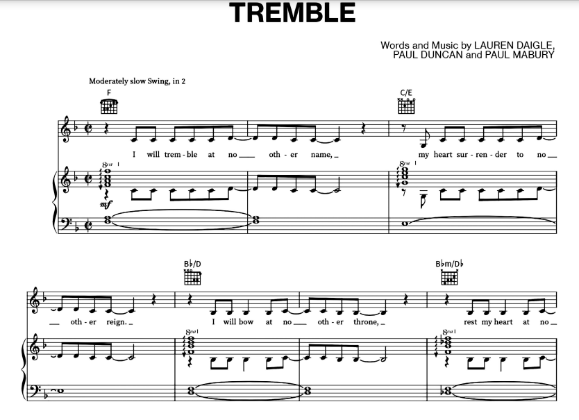 Lauren Daigle-Tremble Free Sheet Music PDF for Piano 7 Lauren Daigle-Tremble Free Sheet Music PDF for Piano