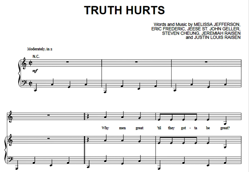Lizzo-Truth Hurts Free Sheet Music PDF for Piano 1 Lizzo-Truth Hurts Free Sheet Music PDF for Piano