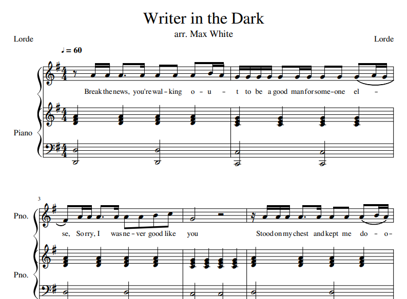 Lorde-Writer In The Dark