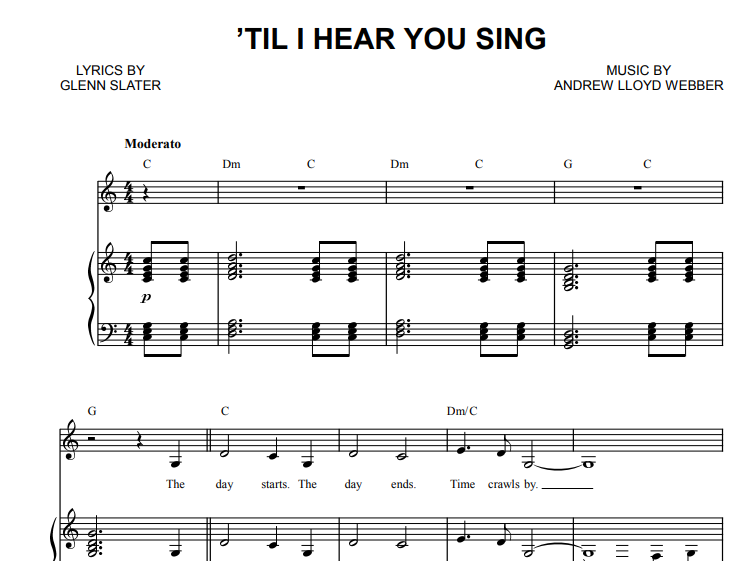 Love Never Dies-Til I Hear You Free Sheet Music PDF for Piano