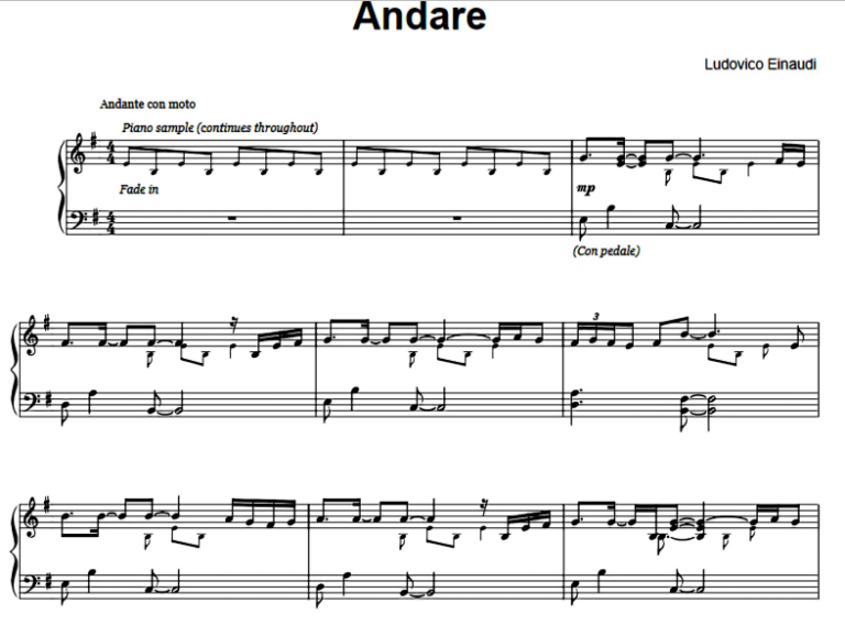 Ludovico Einaudi-Andare Free Sheet Music PDF for Piano | The Piano Notes