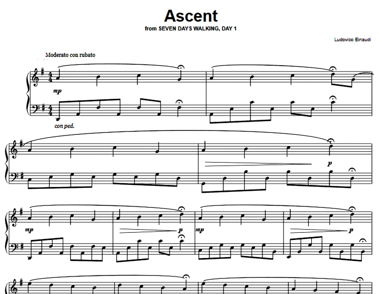 Ludovico Einaudi-Ascent Free Sheet Music PDF for Piano