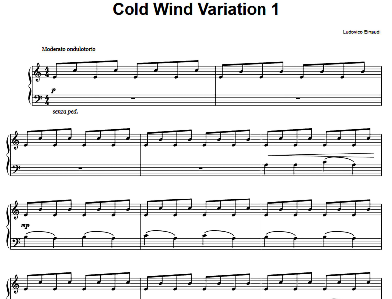 Ludovico Einaudi-Cold Wind Free Sheet Music PDF for Piano