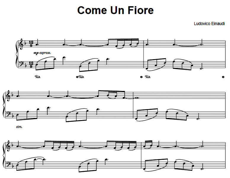 Ludovico Einaudi-Come Un Fiore Free Sheet Music PDF for Piano 1 Ludovico Einaudi-Come Un Fiore Free Sheet Music PDF for Piano