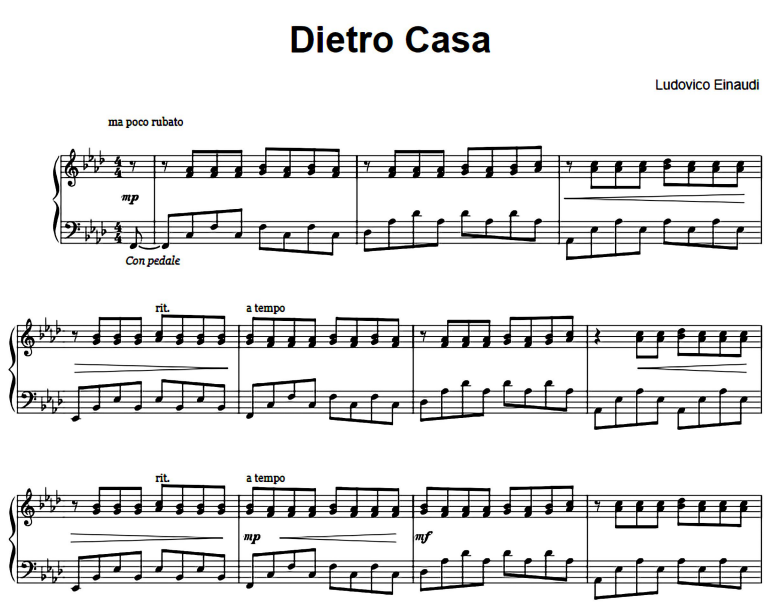 Ludovico Einaudi-Dietro Casa Free Sheet Music PDF for Piano 1 Ludovico Einaudi-Dietro Casa Free Sheet Music PDF for Piano