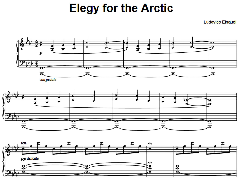 Ludovico Einaudi-Elegy For The Arctic Free Sheet Music PDF for Piano