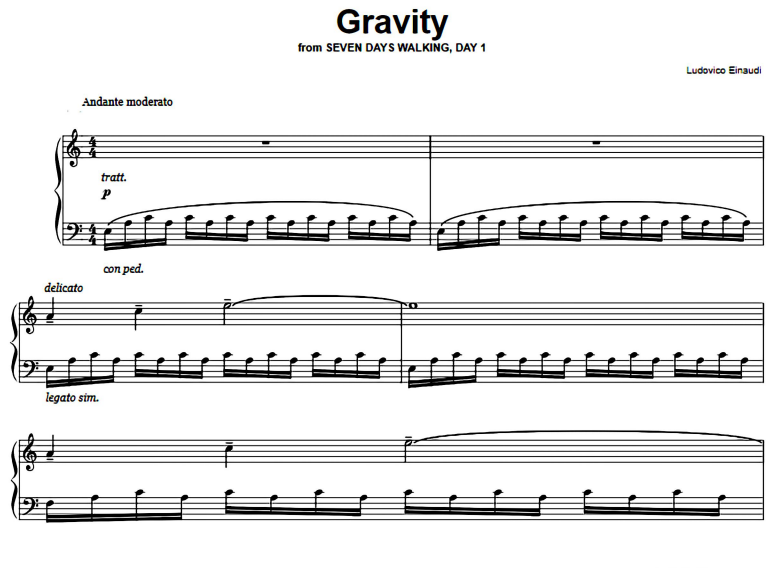 Ludovico Einaudi-Gravity Free Sheet Music PDF for Piano