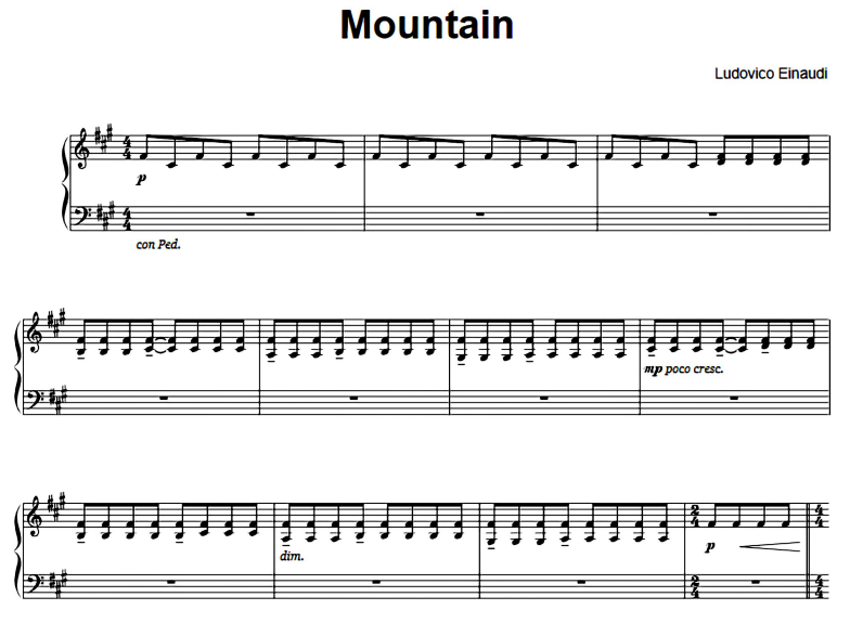Ludovico Einaudi-Mountain Free Sheet Music PDF for Piano