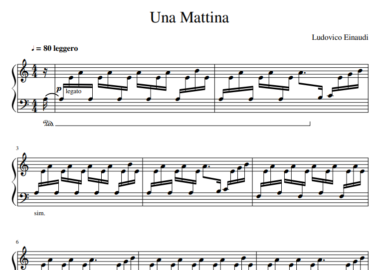 Ludovico Einaudi-Una Mattina Free Sheet Music Pdf For Piano | The Piano  Notes