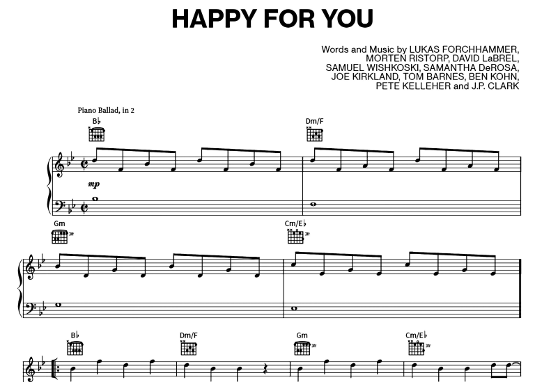 Lukas Graham-Happy For You Free Sheet Music PDF for Piano