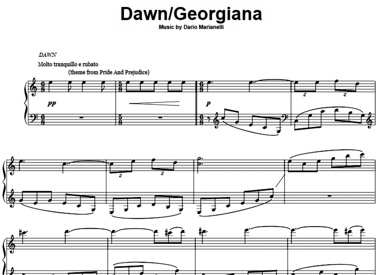 Dario Marianelli-Dawn – Georgiana Free Sheet Music PDF for Piano
