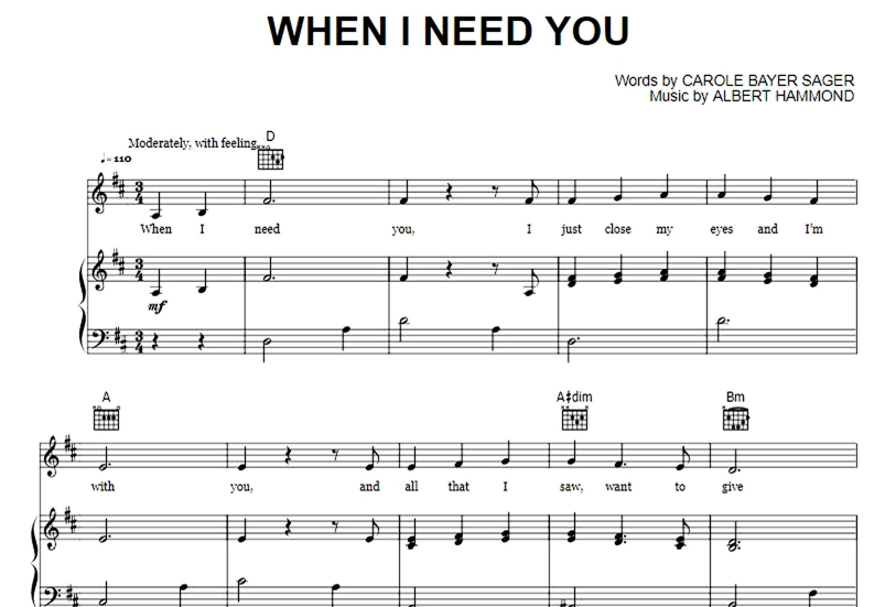 Leo Sayer-When I Need You Free Sheet Music PDF for Piano