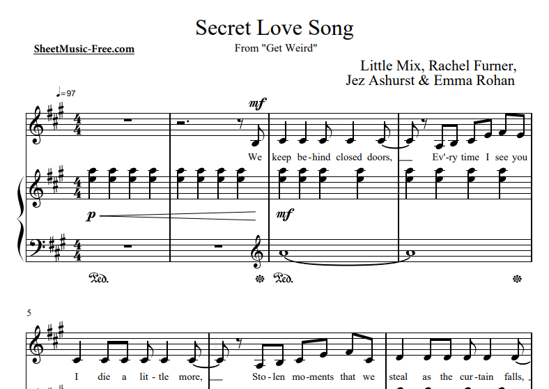 Little Mix-Secret Love Song Free Sheet Music PDF for Piano