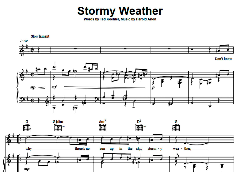 Louis Armstrong-Stormy Weather Free Sheet Music PDF for Piano