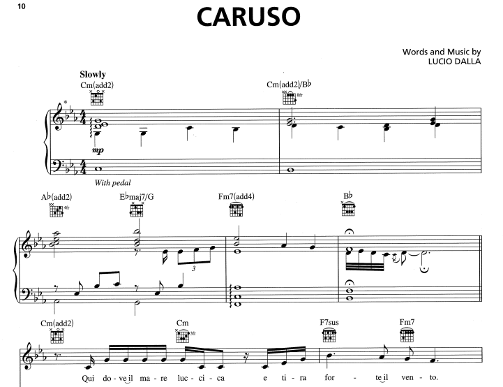 Lucio Dalla-Caruso Free Sheet Music PDF for Piano 1 Lucio Dalla-Caruso Free Sheet Music PDF for Piano