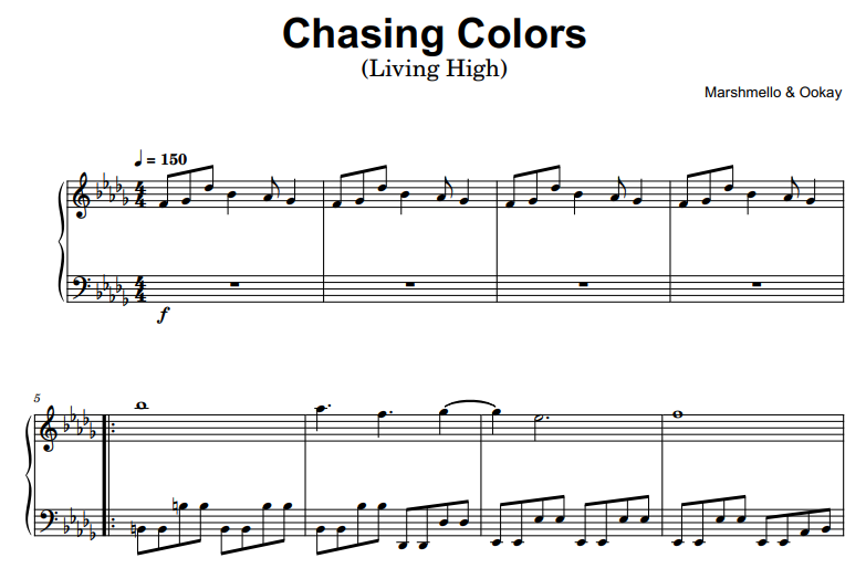 Marshmello-Chasing Colors Free Sheet Music PDF for Piano