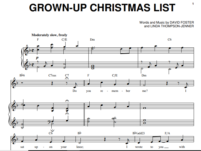 Michael BubleGrown Up Christmas List Free Sheet Music PDF for Piano