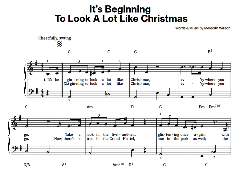 Michael Buble-It’s Beginning To Look A Lot Like Christmas Free Sheet Music PDF for Piano