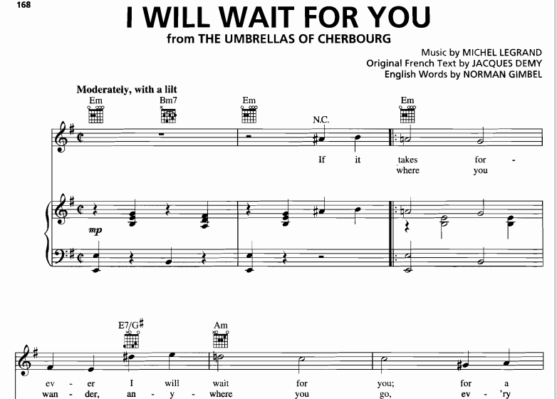Michel LeGrand-I Will Wait For You Free Sheet Music PDF for Piano